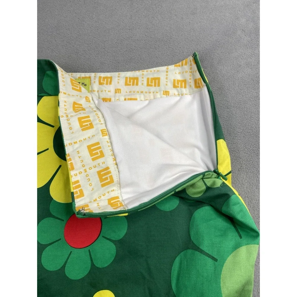 Loudmouth Skort Women 10‎ Green Flower Power Retro Pickleball Golf Active Skirt